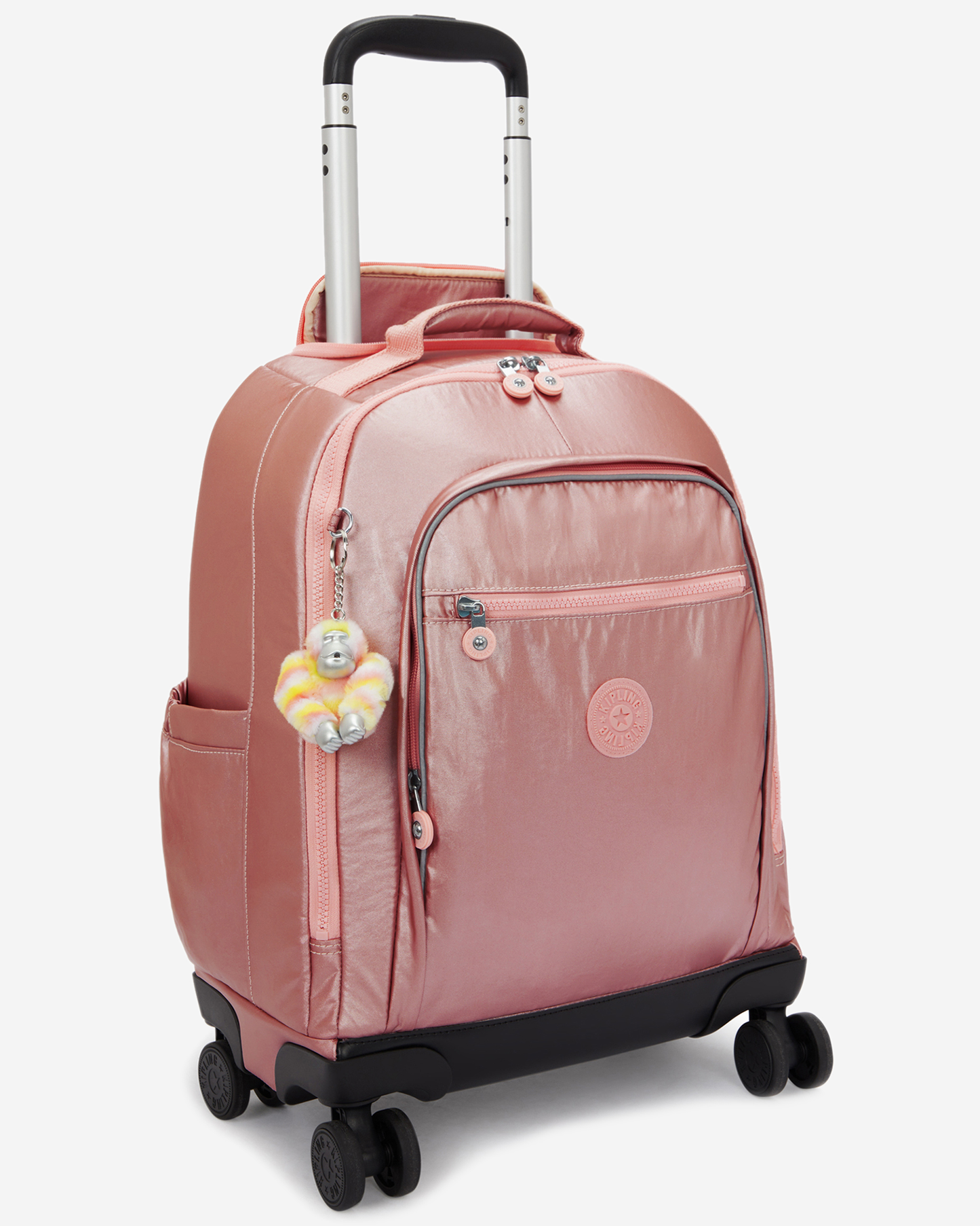 Kipling  New Zea Bronze Pink Met Large Wheeled Backpack with Laptop Compartment I7267-3MD
