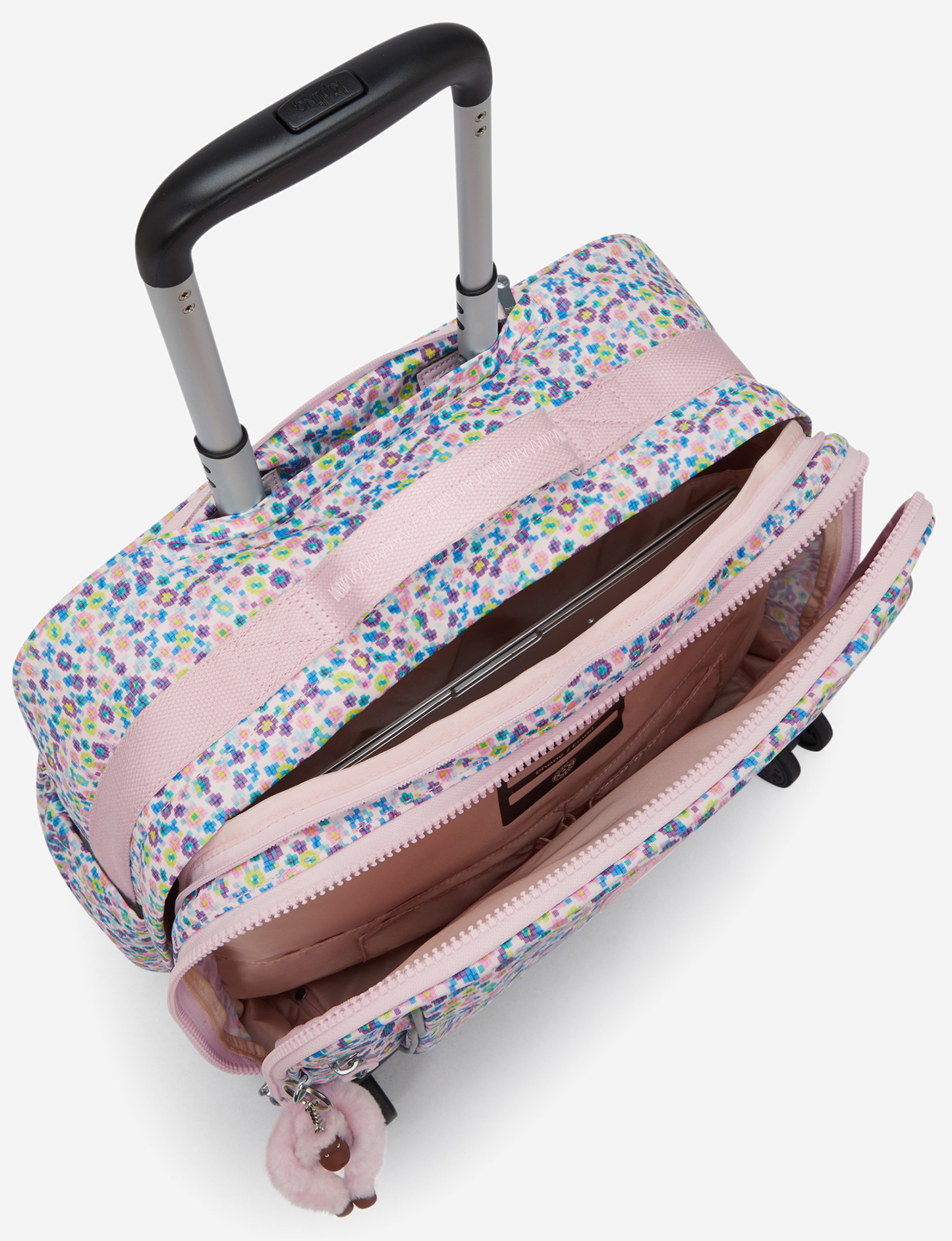 KIPLING New Storia Digi Flower Prt Kids' 4-Wheeled School Bag with Laptop Compartment I4847-7ER