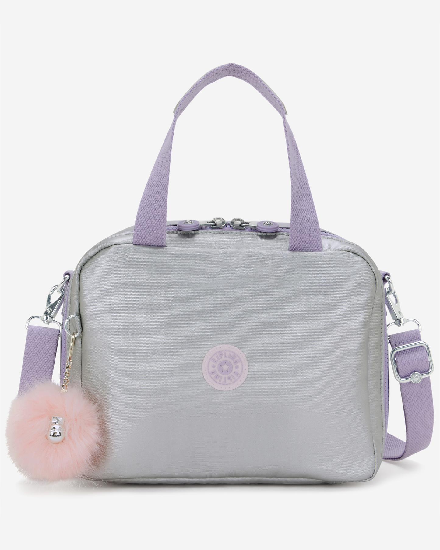 Kipling  Miyo Silver Glow Met Large LunchBag with Trolley Sleeve I7363-54M