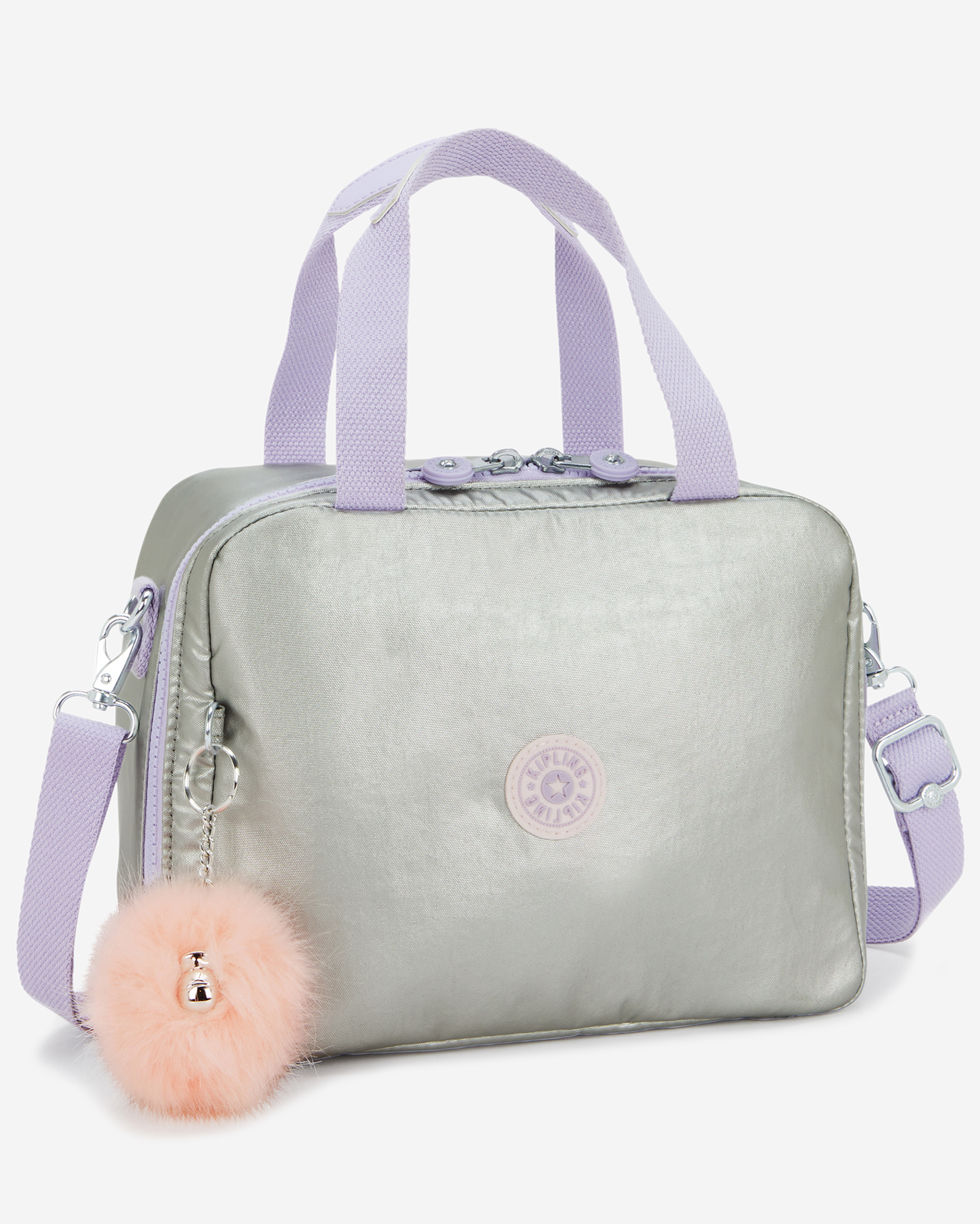 Kipling  Miyo Silver Glow Met Large LunchBag with Trolley Sleeve I7363-54M
