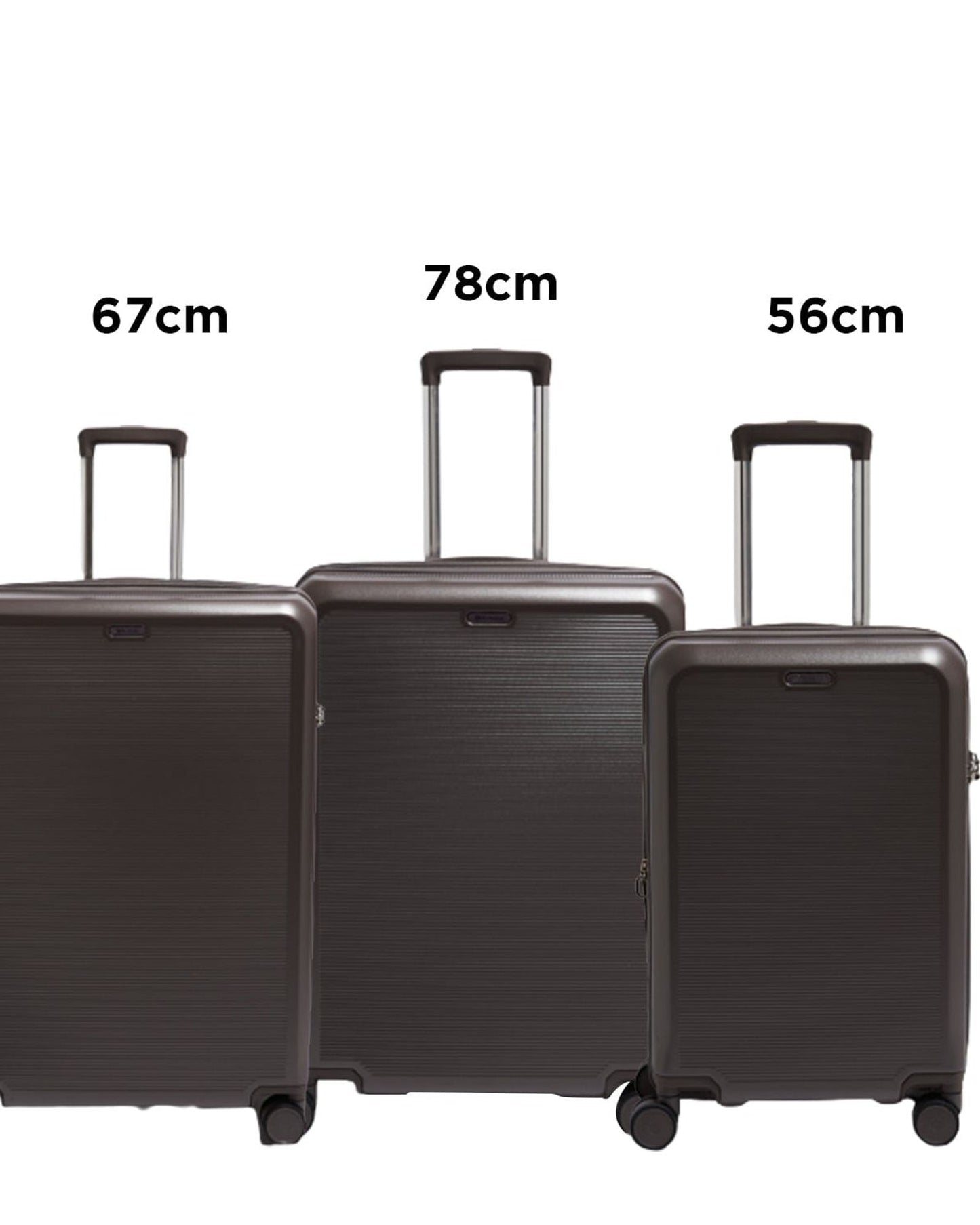 Echolac Sense 56+67+78cm Hardcase Expandable 4 Double Wheel 3 Piece Luggage Trolley Set