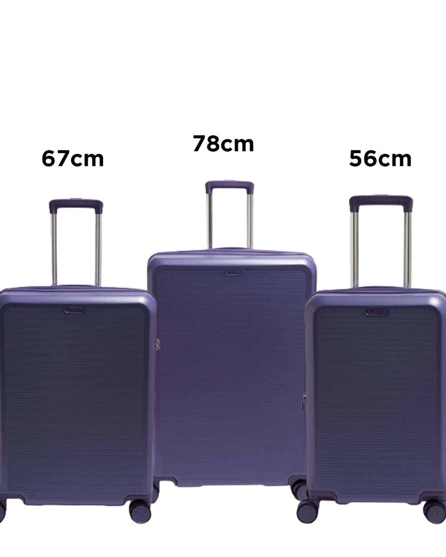 Echolac Sense 56+67+78cm Hardcase Expandable 4 Double Wheel 3 Piece Luggage Trolley Set