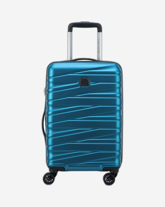 Delsey Paris Tiphanie 55cm Hardcase 4 Double Wheel Expandable Cabin Luggage Trolley Case Steel Blue - 00389280122ME