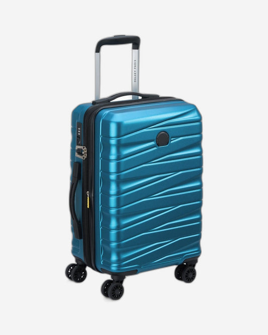 Delsey Paris Tiphanie 55cm Hardcase 4 Double Wheel Expandable Cabin Luggage Trolley Case Steel Blue - 00389280122ME