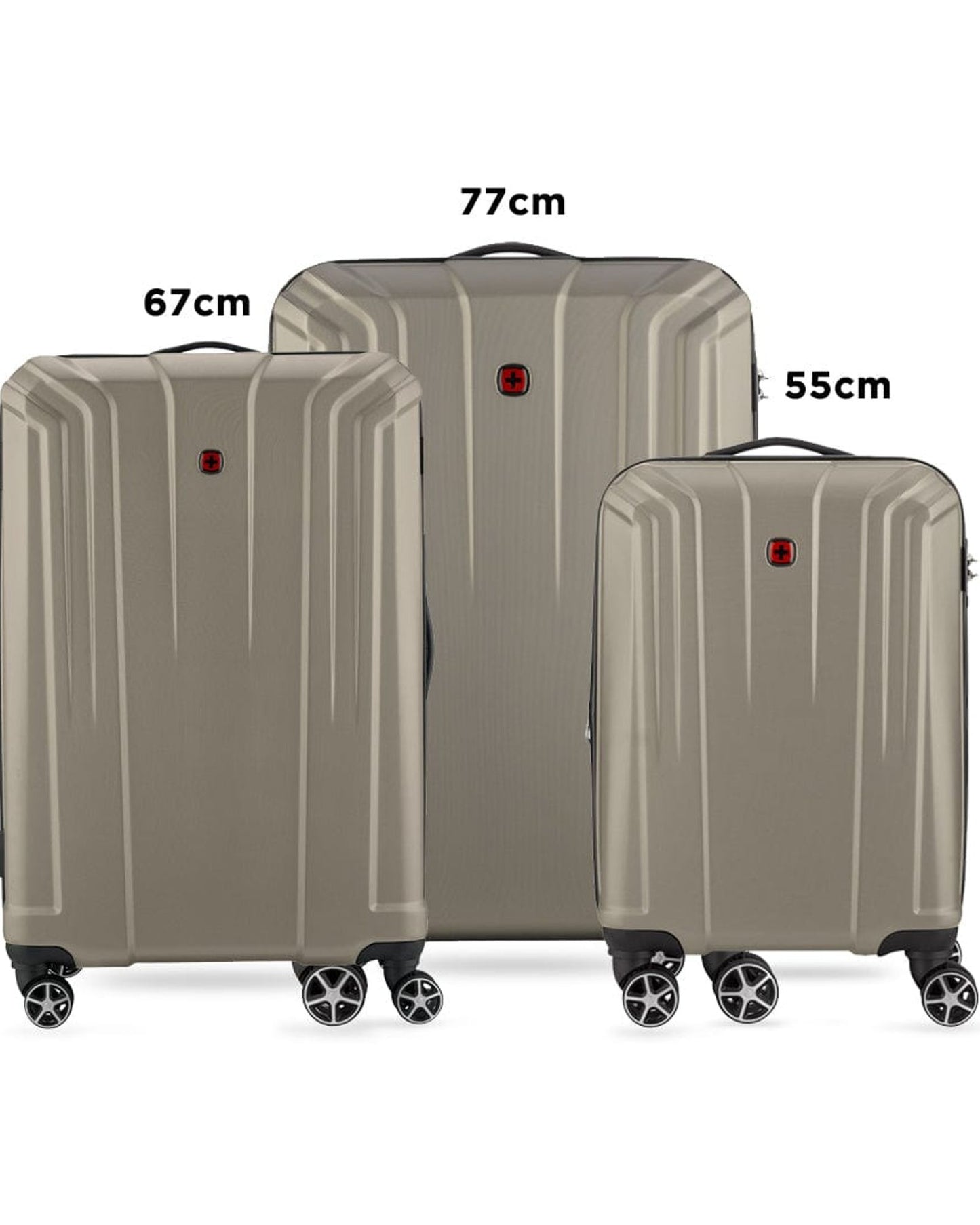 Wenger Destination 3 Piece 55+67+77cm Hardside Expandable Check-In Luggage Trolley Set Bronze - 612344-2