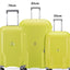 Delsey Paris Clavel 55+70+83cm Hardcase 4 Double Wheel 3 Piece Luggage Trolley Set Lemon