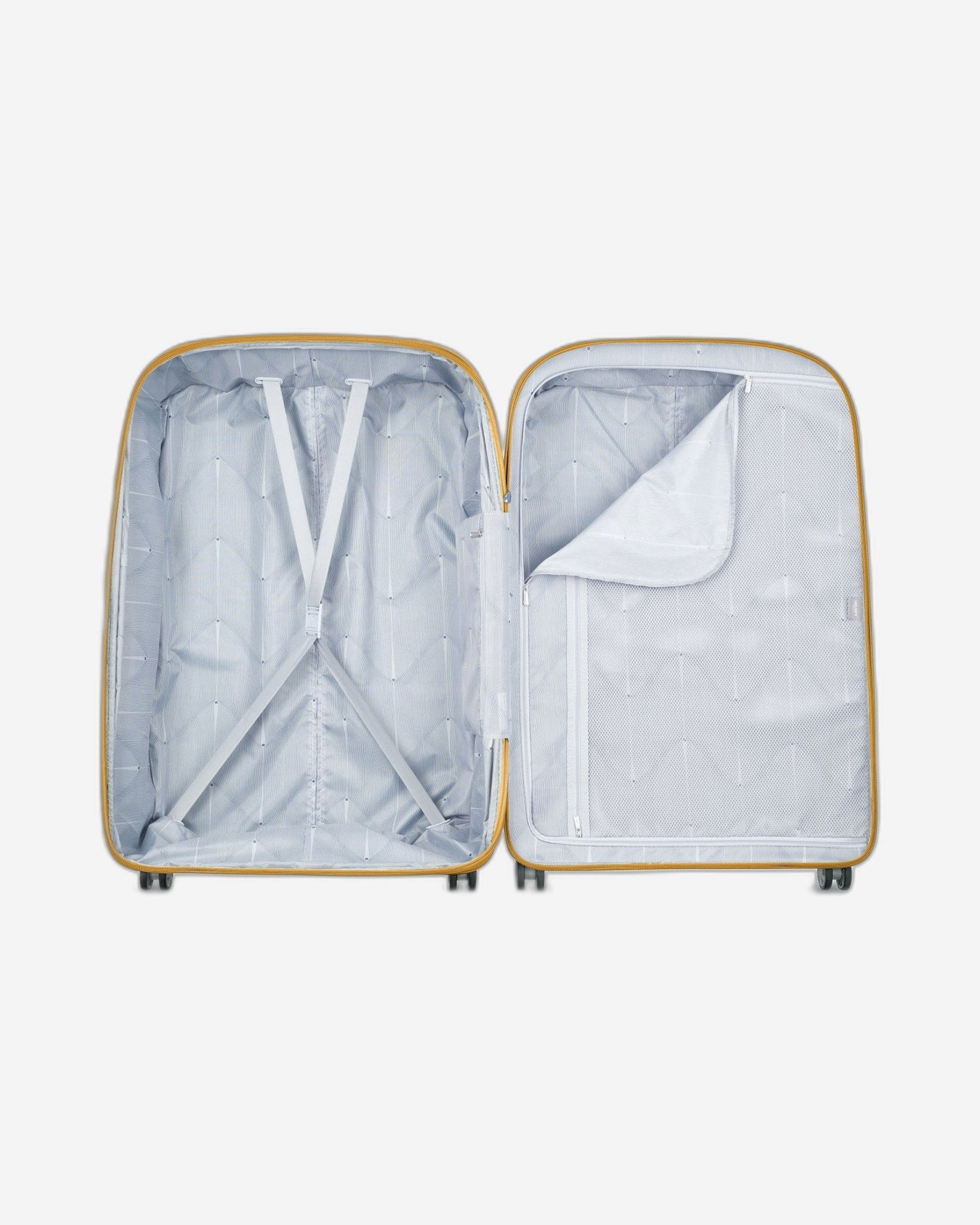 Delsey Paris Clavel 55+70+83cm Hardcase 4 Double Wheel Expandable 3 Piece Luggage Trolley Set Yellow
