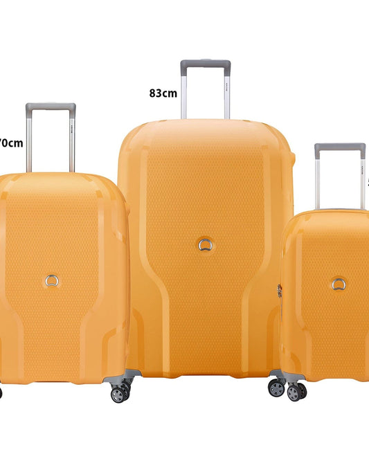 Delsey Paris Clavel 55+70+83cm Hardcase 4 Double Wheel Expandable 3 Piece Luggage Trolley Set Yellow