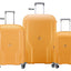 Delsey Paris Clavel 55+70+83cm Hardcase 4 Double Wheel Expandable 3 Piece Luggage Trolley Set Yellow