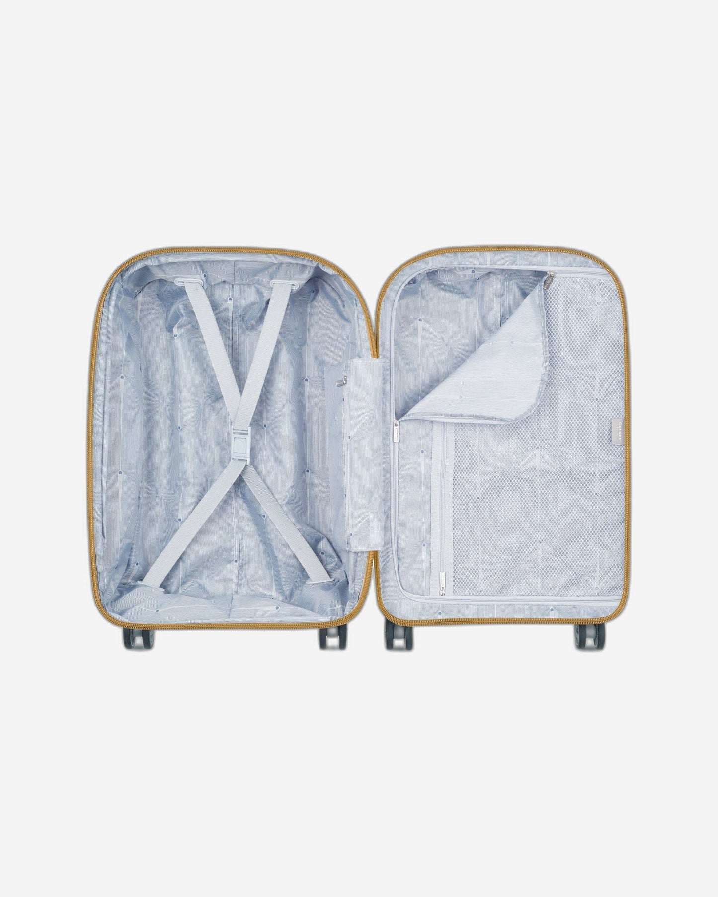 Delsey Paris Clavel 55+70+83cm Hardcase 4 Double Wheel Expandable 3 Piece Luggage Trolley Set Yellow