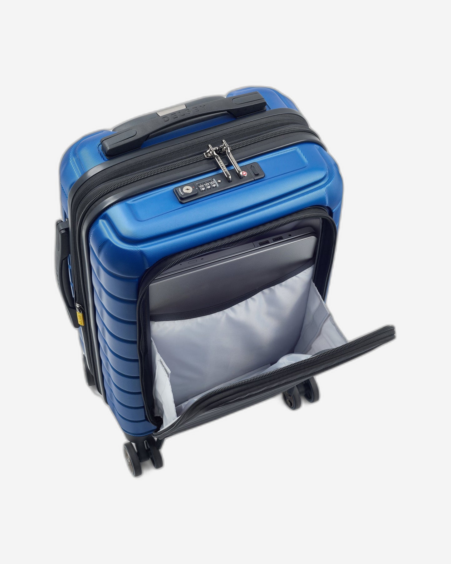 Delsey Paris Shadow 5.0 55Cm Hardcase Expandable  4 Double Wheel  Bus Soft Cabin Luggage Trolley Case Blue - 287880202