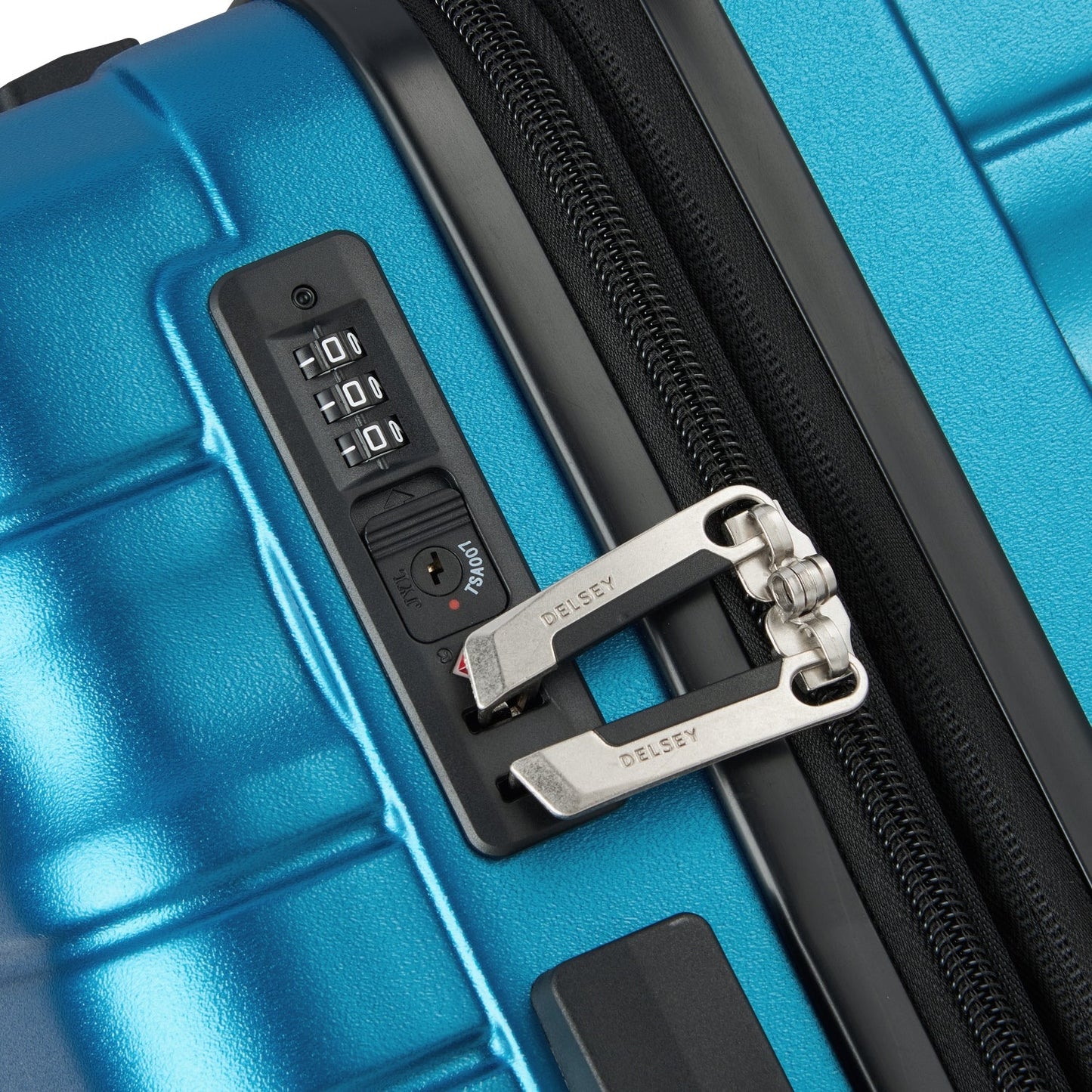 Delsey Paris Tiphanie 3Piece SET 55+70+82cm Hardcase 4 Double Wheel Expandable Cabin & Check-In Luggage Trolley Set Steel Blue