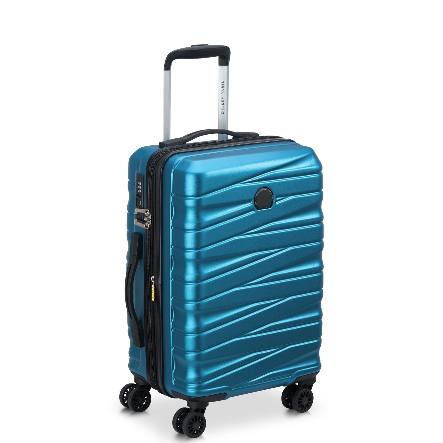 Delsey Paris Tiphanie 3Piece SET 55+70+82cm Hardcase 4 Double Wheel Expandable Cabin & Check-In Luggage Trolley Set Steel Blue
