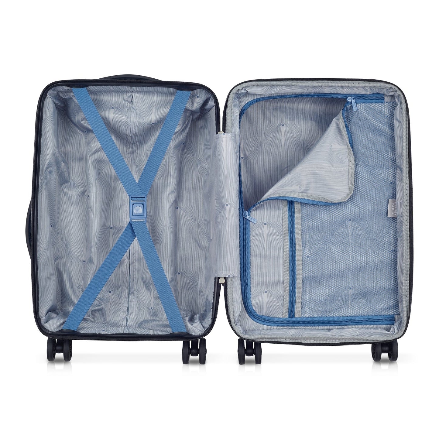 Delsey Paris Tiphanie 3Piece SET 55+70+82cm Hardcase 4 Double Wheel Expandable Cabin & Check-In Luggage Trolley Set Steel Blue