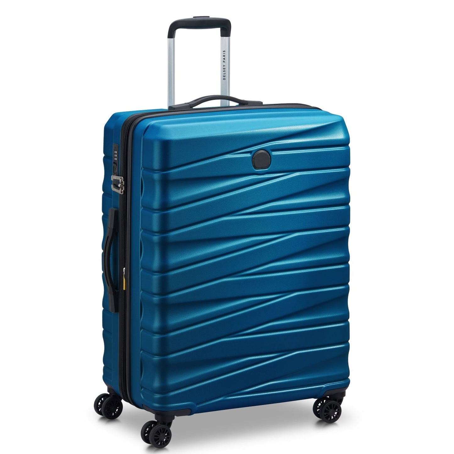 Delsey Paris Tiphanie 3Piece SET 55+70+82cm Hardcase 4 Double Wheel Expandable Cabin & Check-In Luggage Trolley Set Steel Blue