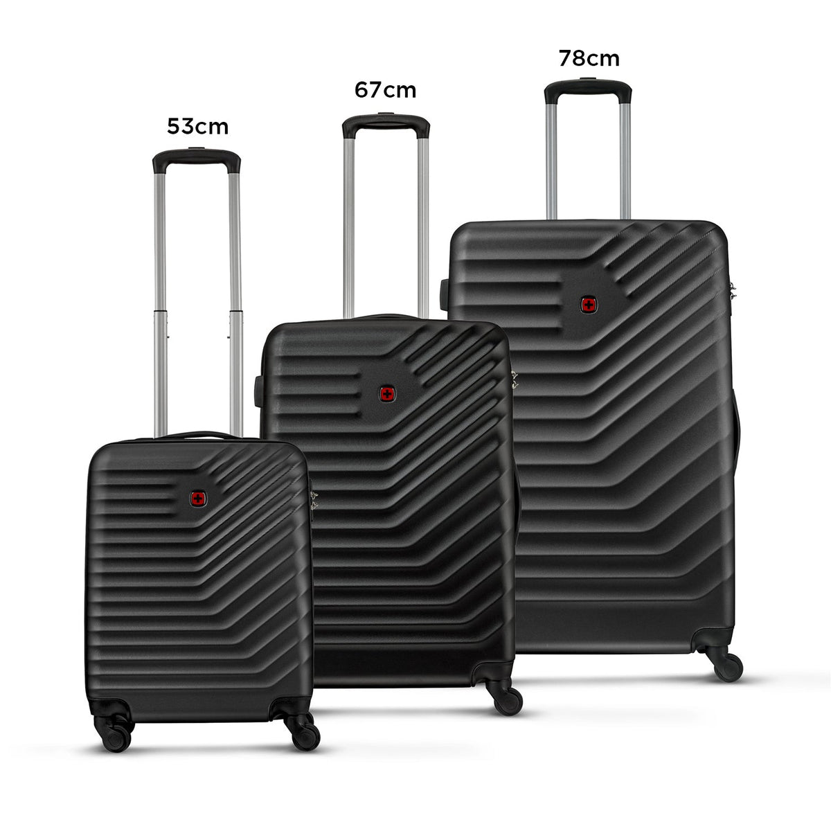 Wenger Trayn 53+67+78cm Hardcase Luggage Trolley  Set Of 3- Black