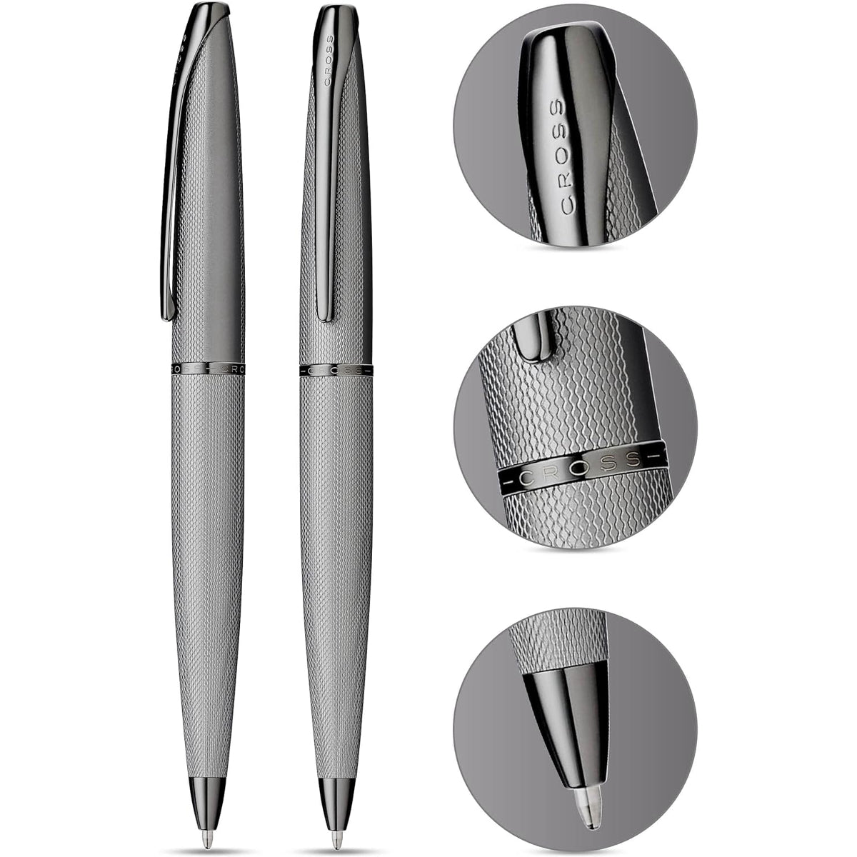 Cross Atx® Titanium Gray Pvd Etched Diamond Pattern With Polished Titanium Gray Pvd Appointments Ballpoint Pen - 882-46