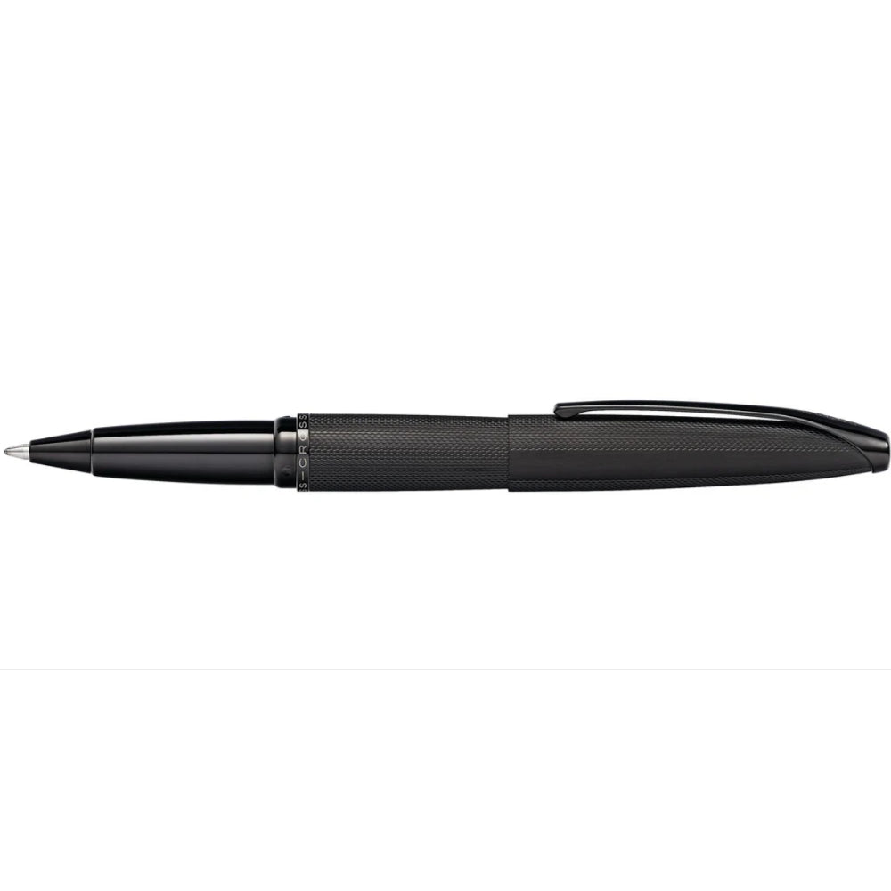 Cross Atx® Brushed Black With Machine-Turned, Diamond-Pattern Engraving With Polished Black Pvd Appointments Selectip® Rollerball Pen - 885-41