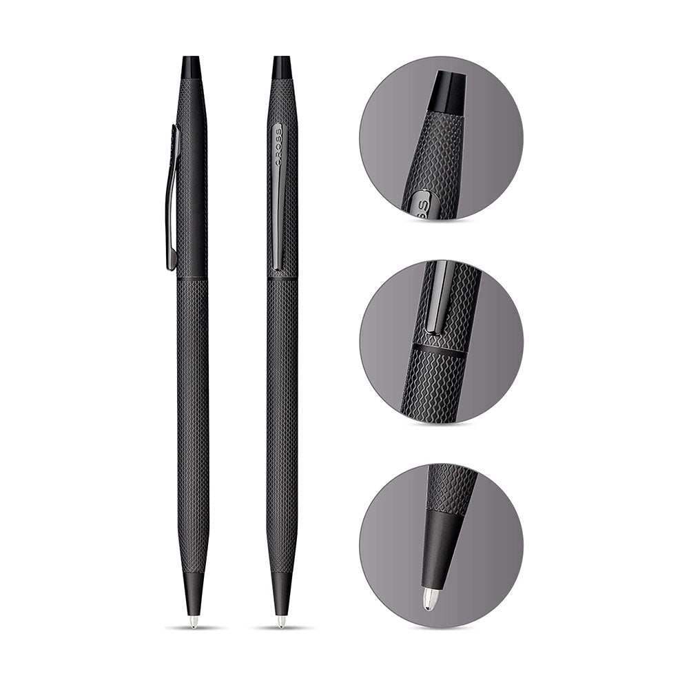 Cross Classic Century® Brushed Black Pvd With Engraved Engine-Turned Diamond-Pattern Finish Ballpoint Pen - AT0082-122