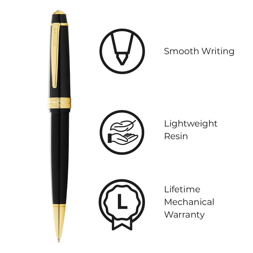Cross Bailey Light™ Polished Black Resin and Gold Tone Ballpoint Pen AT0742-9