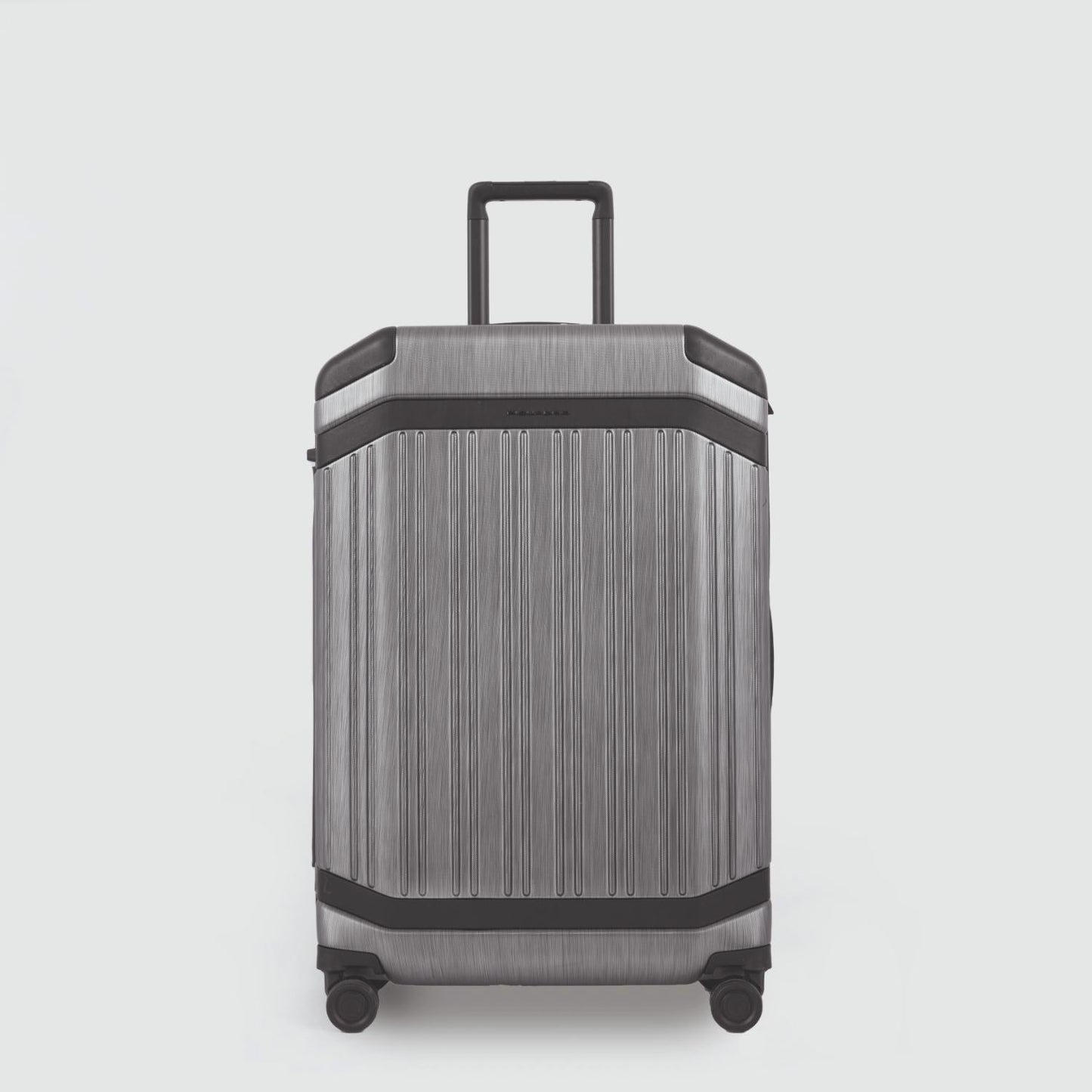 Piquadro Pqlp-Medium Size Spinner With Leather Trims Grey-Black