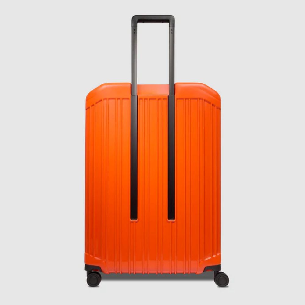 Piquadro Pq-Light Large Size Expandable Trolley With 4 Wheels In Polycarbonate Orange BV6394PQLS2/AR