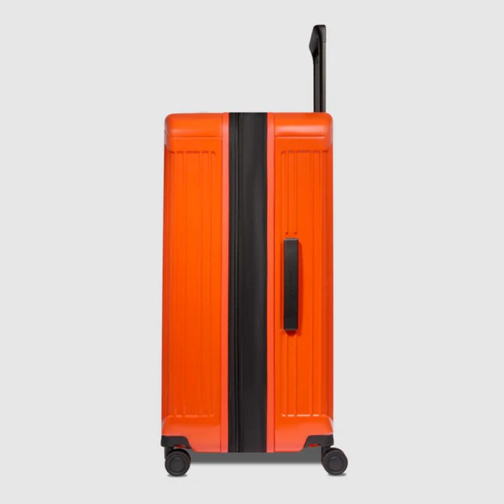 Piquadro Pq-Light Large Size Expandable Trolley With 4 Wheels In Polycarbonate Orange BV6394PQLS2/AR
