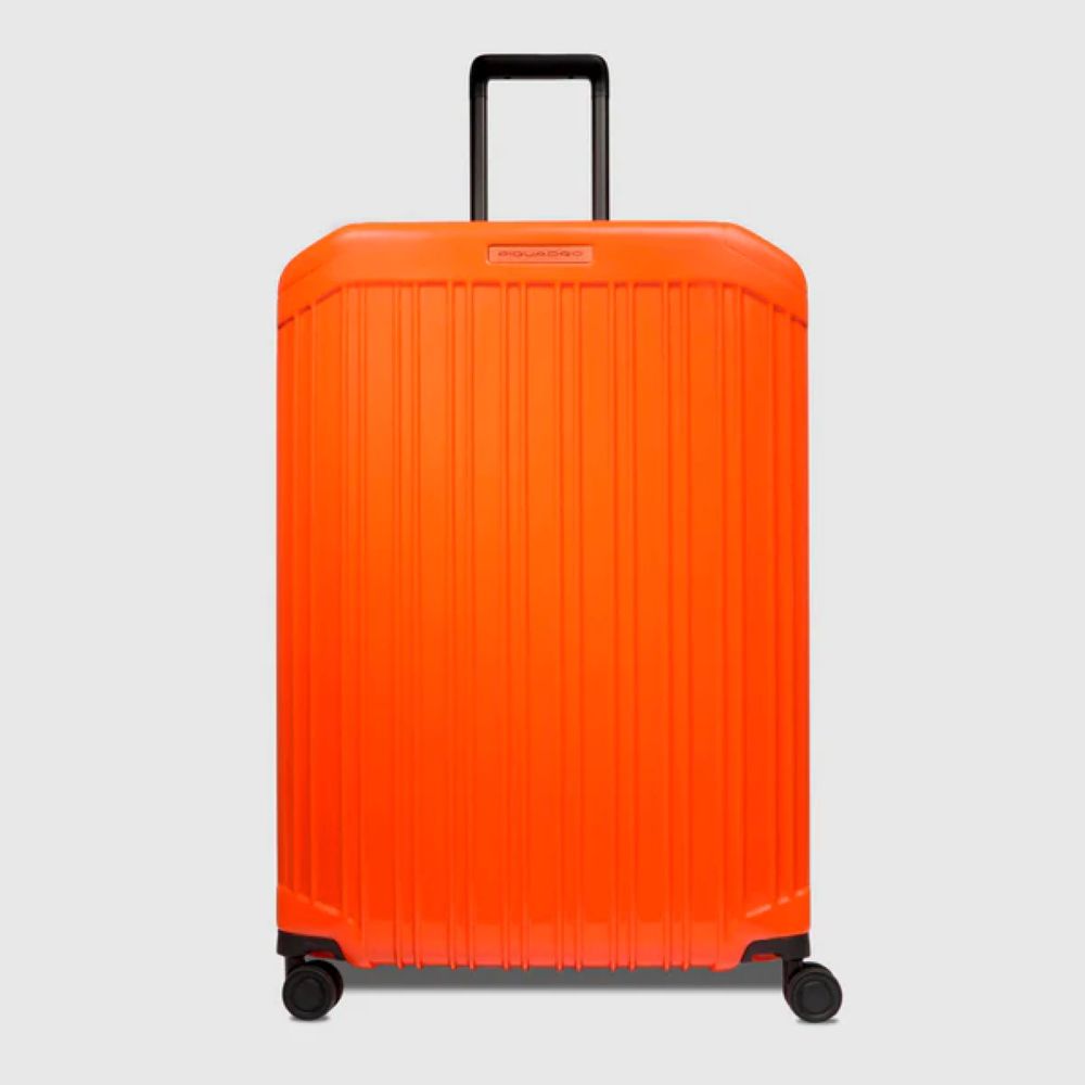 Piquadro Pq-Light Large Size Expandable Trolley With 4 Wheels In Polycarbonate Orange BV6394PQLS2/AR