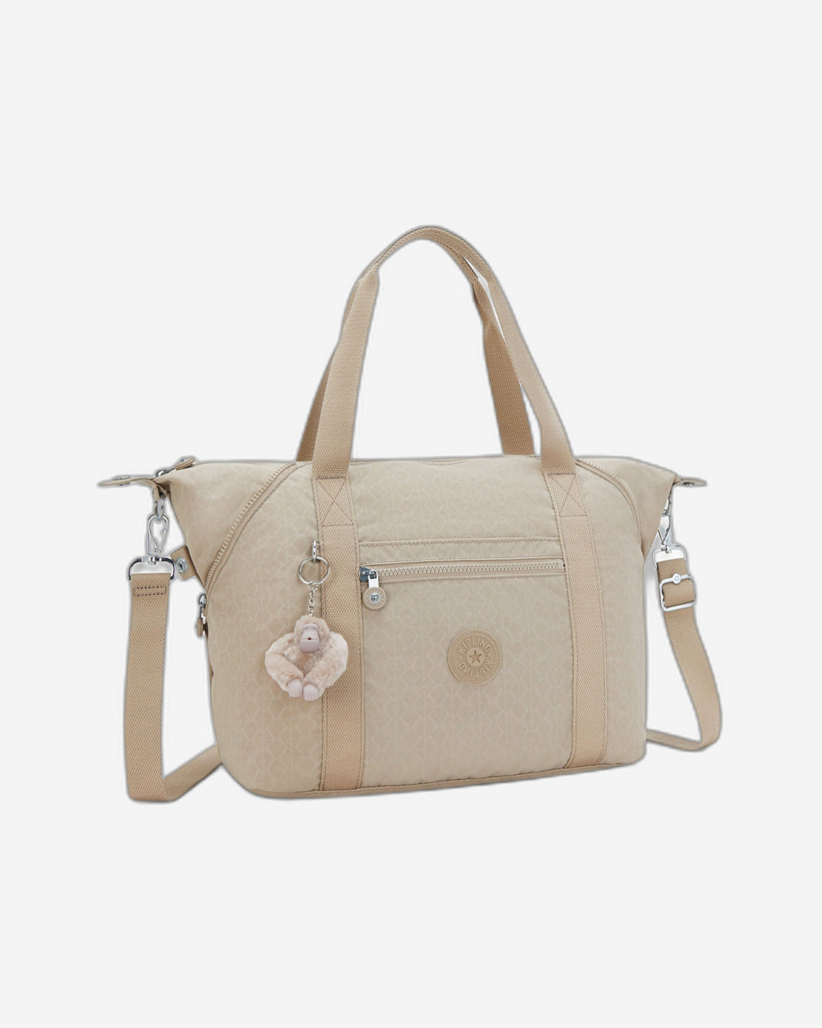 Kipling Art Signature Beige Embossed Medium Tote 21091-96A