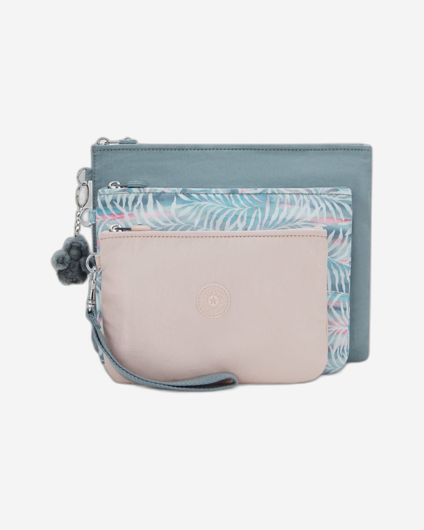 Kipling Iaka L Wristlet Relaxed Grey 3 Large Pouches I4219-3NL