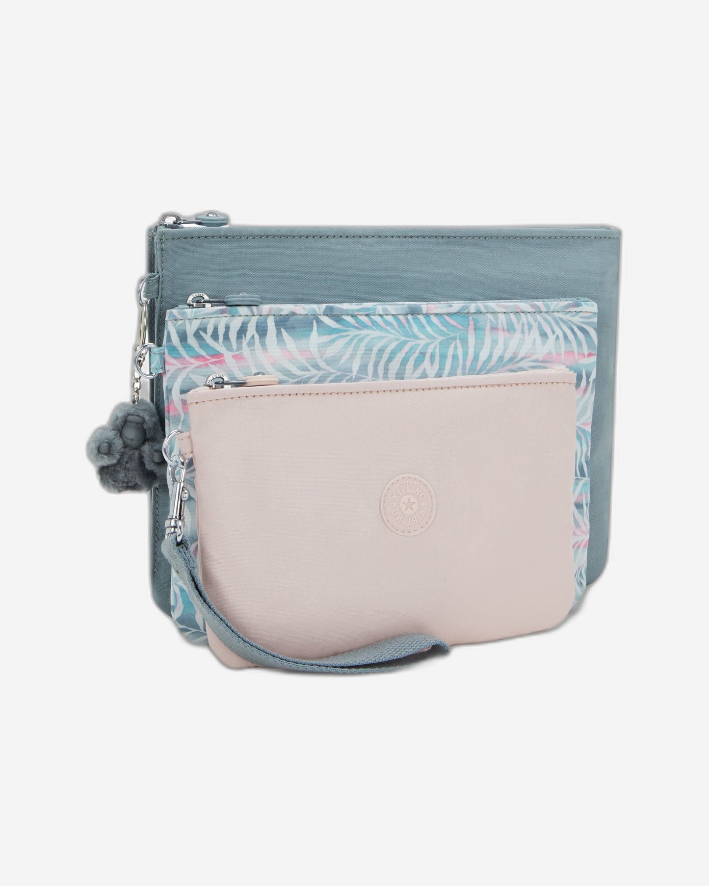 Kipling Iaka L Wristlet Relaxed Grey 3 Large Pouches I4219-3NL