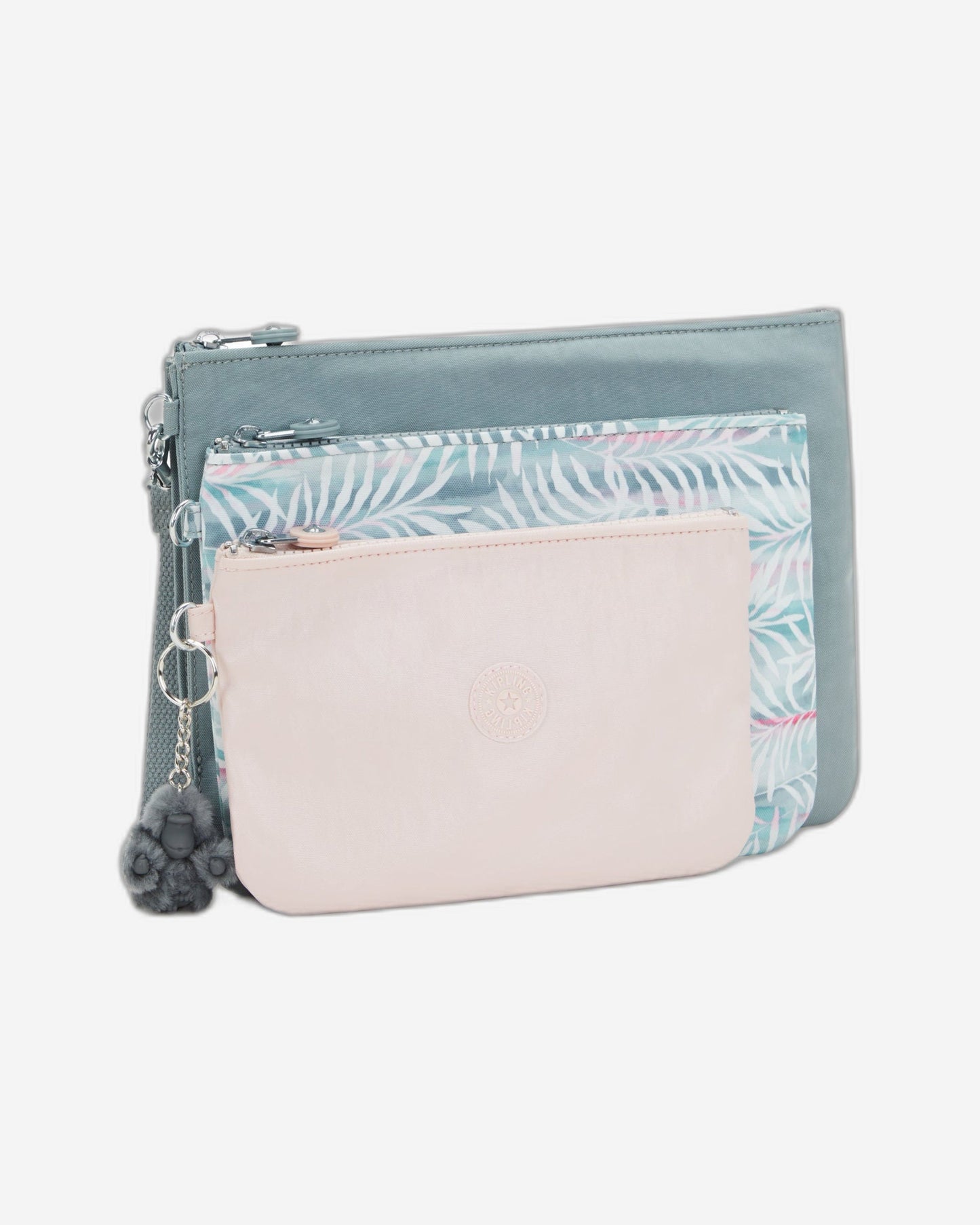 Kipling Iaka L Wristlet Relaxed Grey 3 Large Pouches I4219-3NL