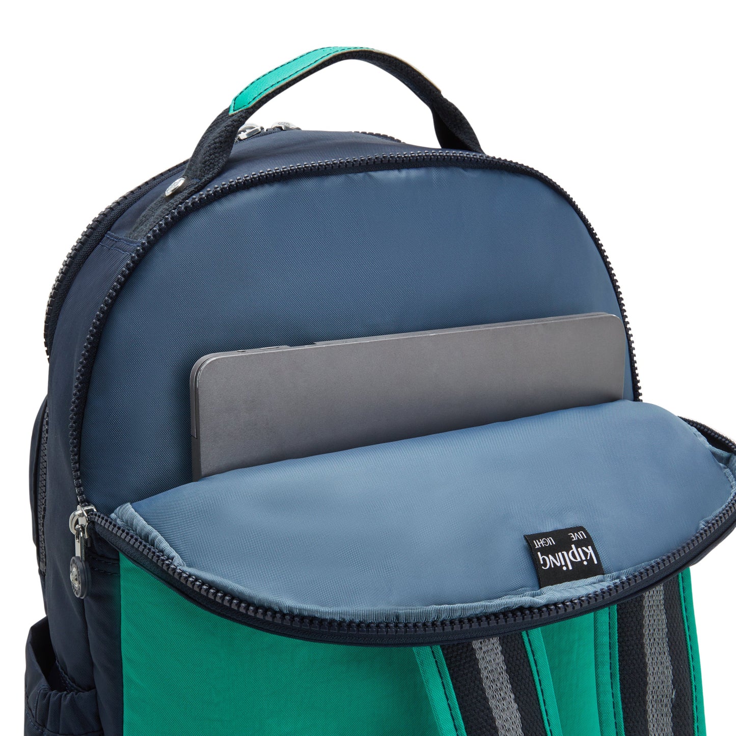 KIPLING-Seoul Lap-Large backpack (with laptop compartment)-Blue Green Bl-I4275-CD7