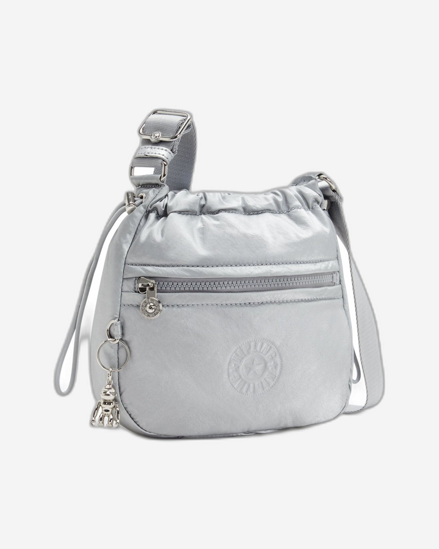 Kipling Jamir Small Drawstring Crossbody With Adjustable Strap Silver Glam I5578-K2E