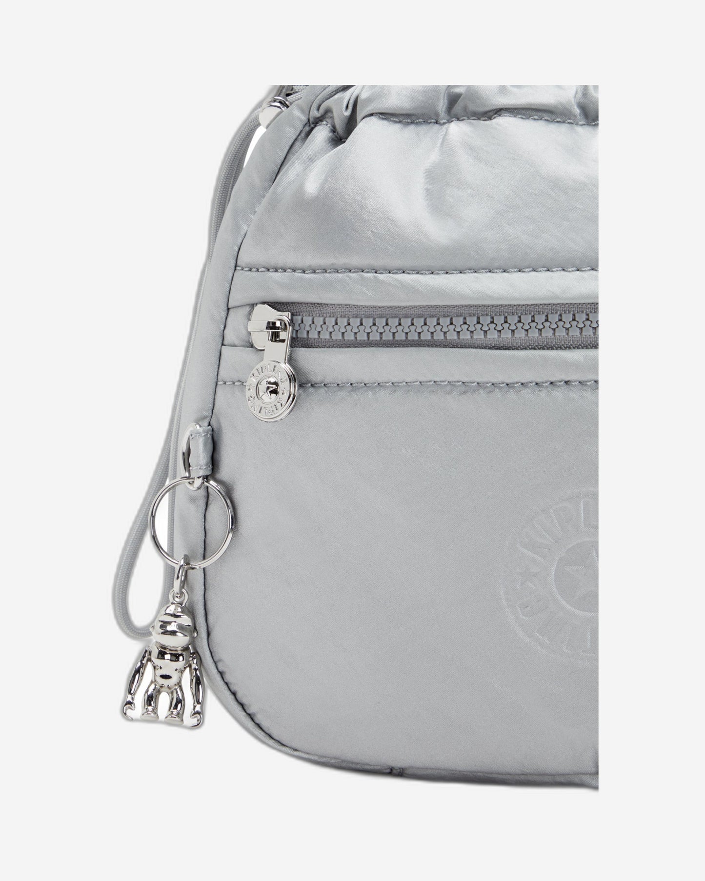 Kipling Jamir Small Drawstring Crossbody With Adjustable Strap Silver Glam I5578-K2E