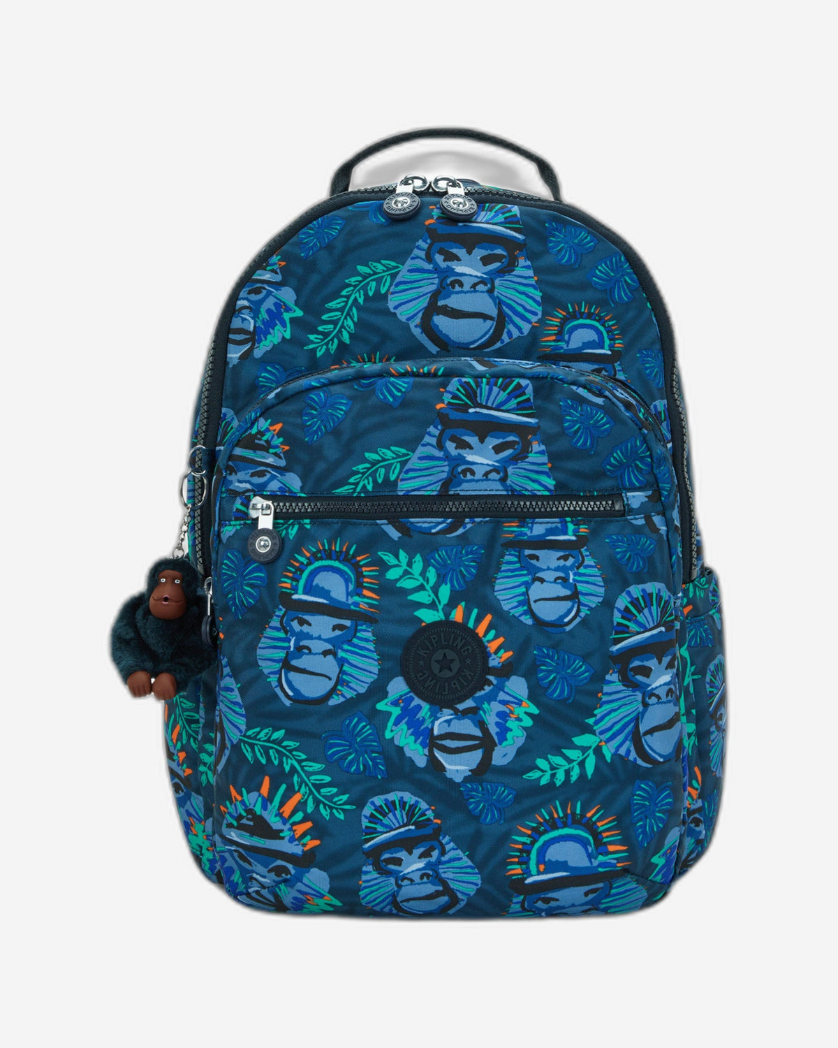 Kipling Seoul Lap Blue Monkey Fun Large Backpack C2I5816-8HJ