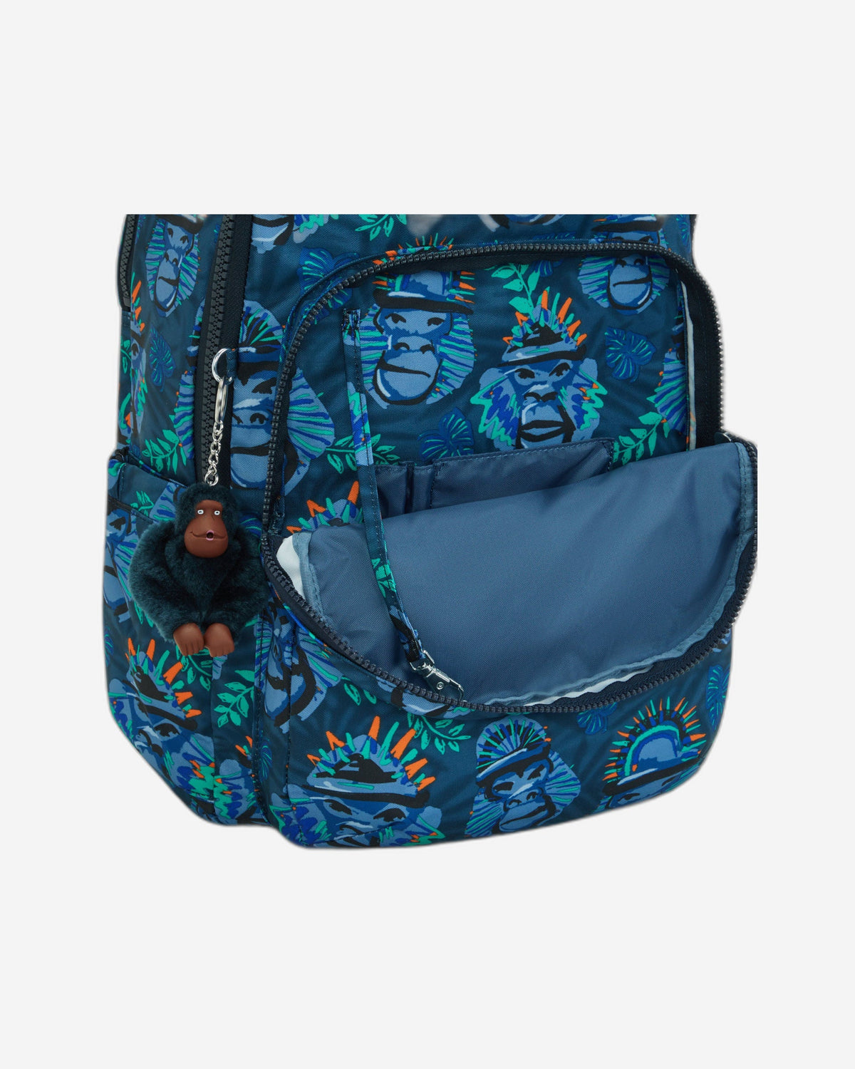 Kipling Seoul Lap Blue Monkey Fun Large Backpack C2I5816-8HJ