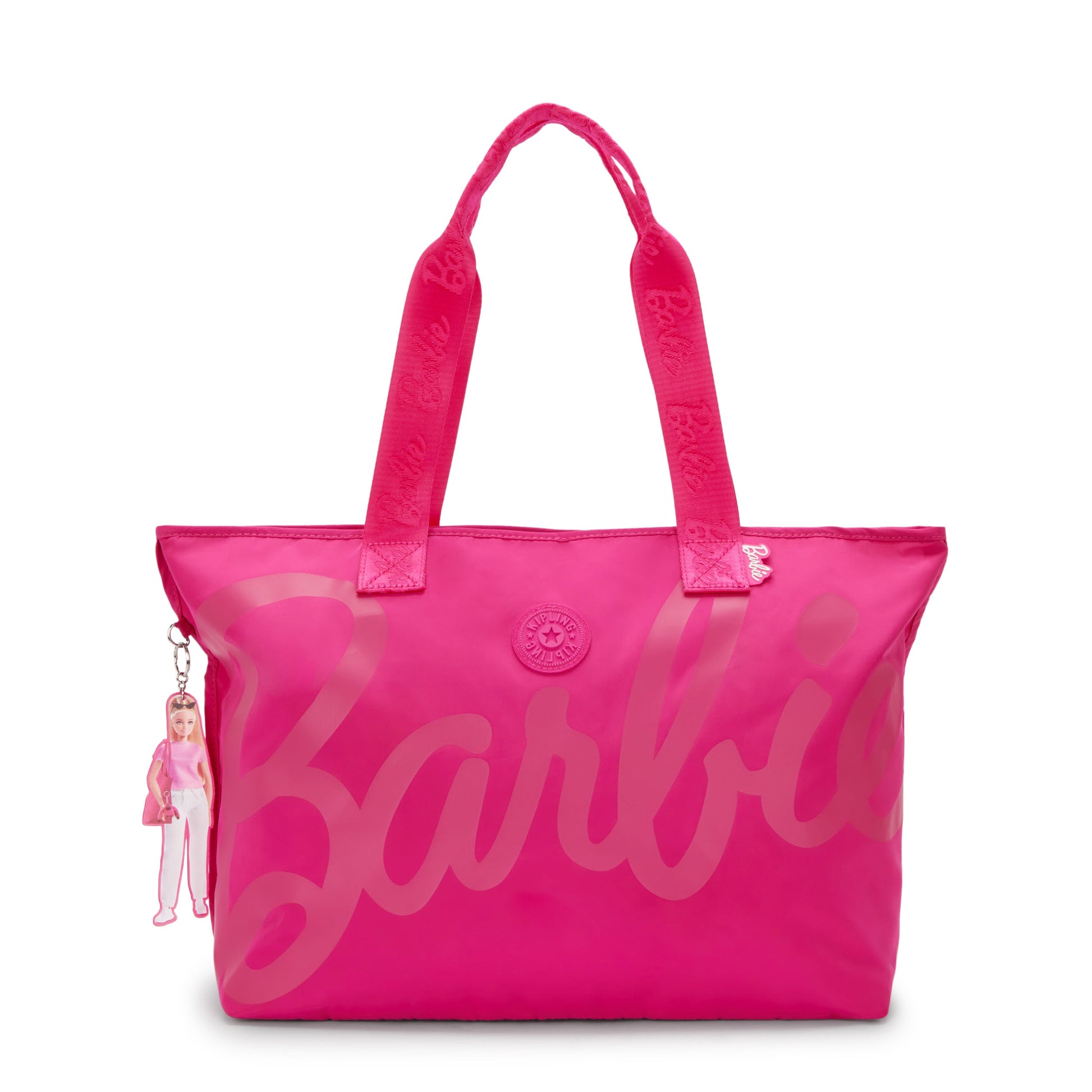 KIPLING-Jacey M-Large Barbie™ Tote Bag With Trolley Sleeve-Power Pink-I6814-BA2