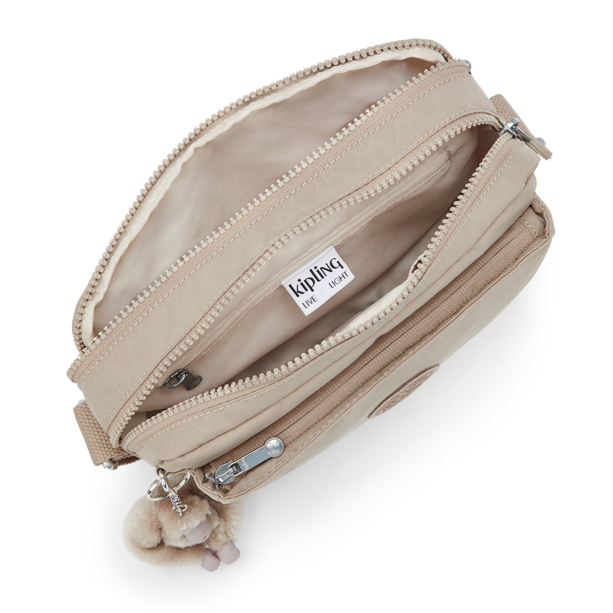Kipling Abanu M Signature Beige Embossed Medium Crossbody Bag I6831-96A
