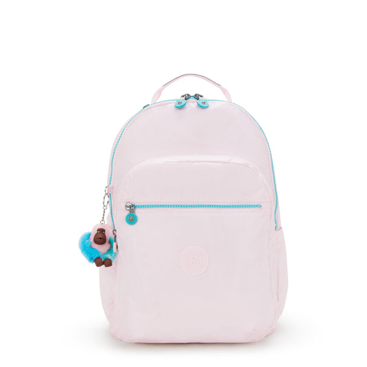 Kipling Seoul Lap Sea Pink Met Large backpack with laptop compartment I7135-52J
