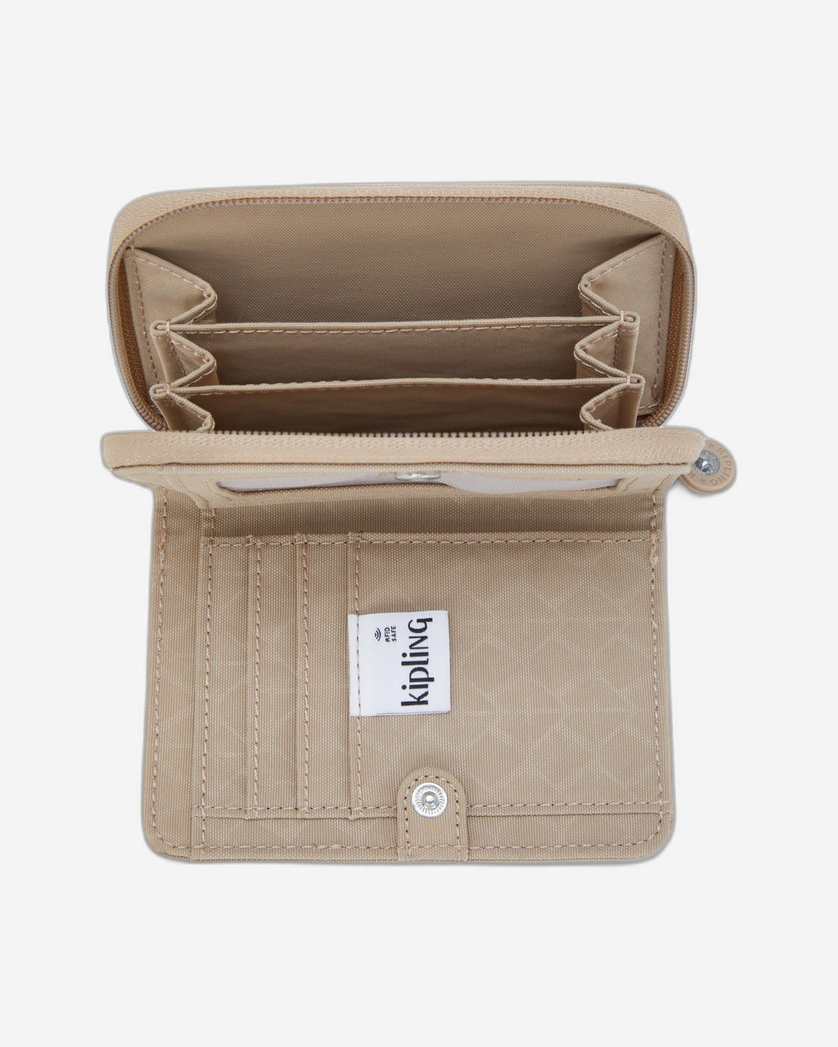 Kipling Money Love Signature Beige Embossed Medium Wallet I7276-96A