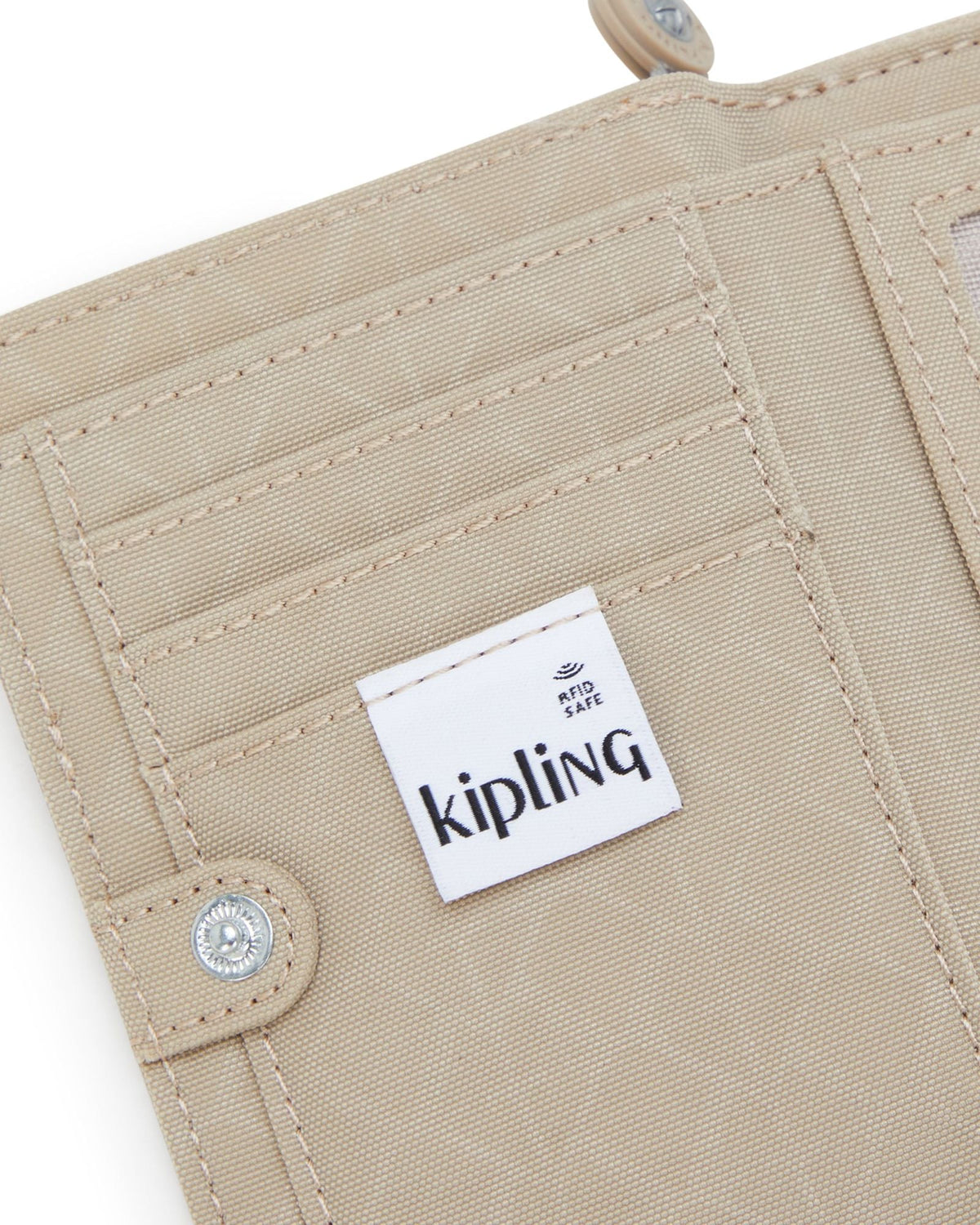 Kipling Money Love Signature Beige Embossed Medium Wallet I7276-96A