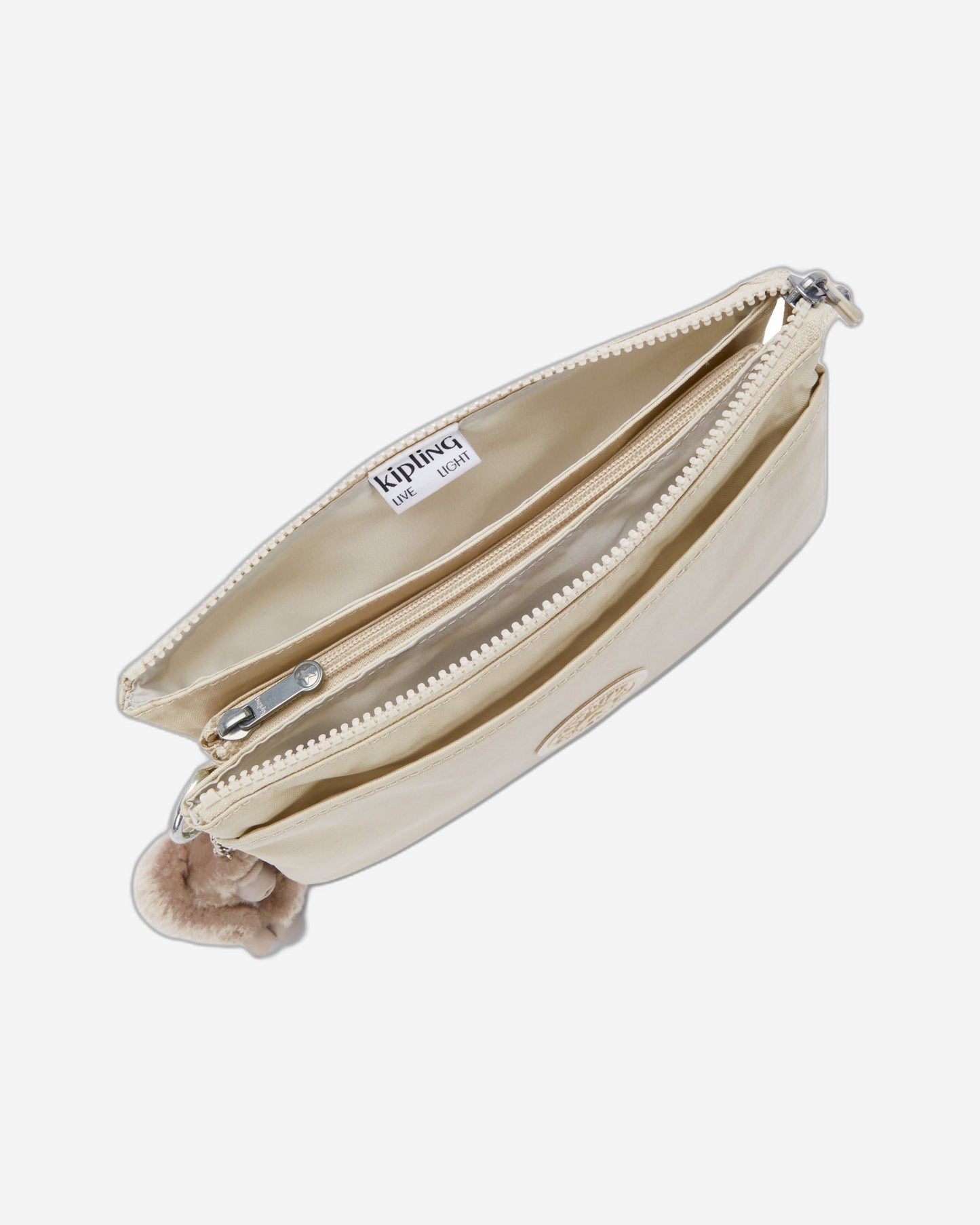 Kipling Riri Beige Pearl Large Pouch with Crossbody Strap C2I7502-3KA