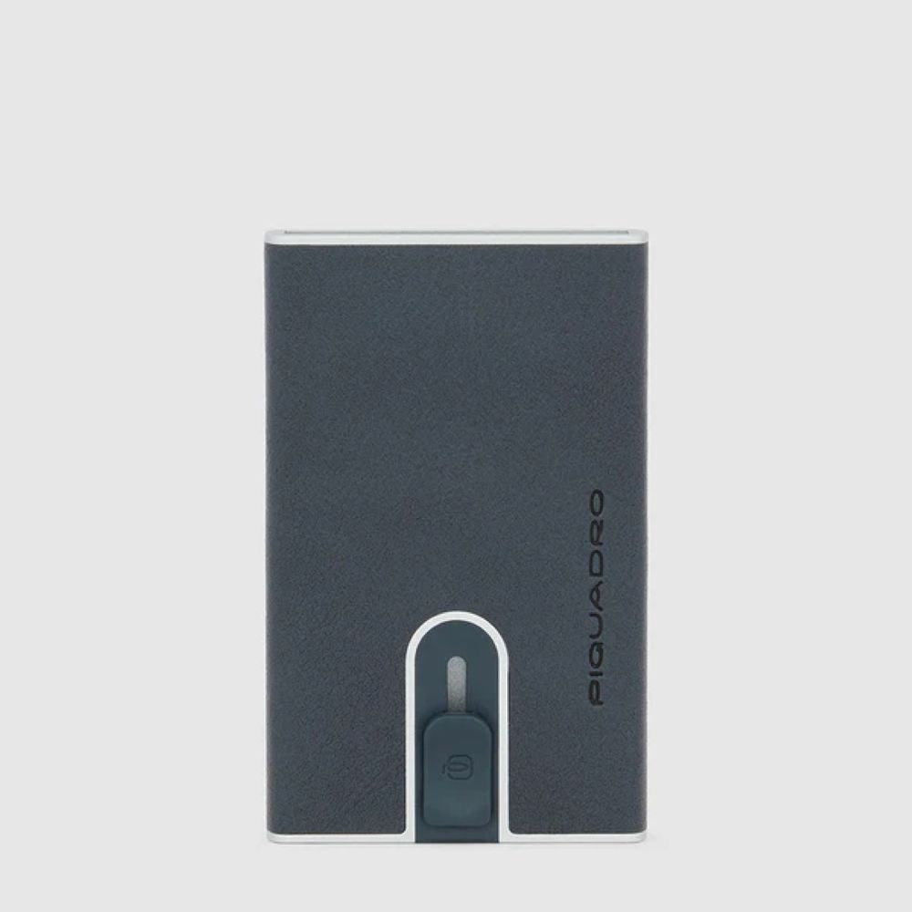   Black Square Credit Card Case With Sliding System And Rfid Anti-Fraud Protection PP4825B3R/BLU4