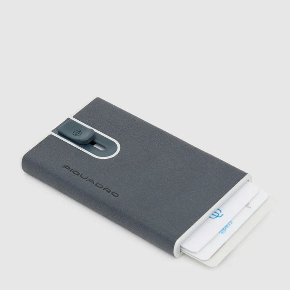 Piquadro Black Square Credit Card Case With Sliding System And Rfid Anti-Fraud Protection PP4825B3R/BLU4