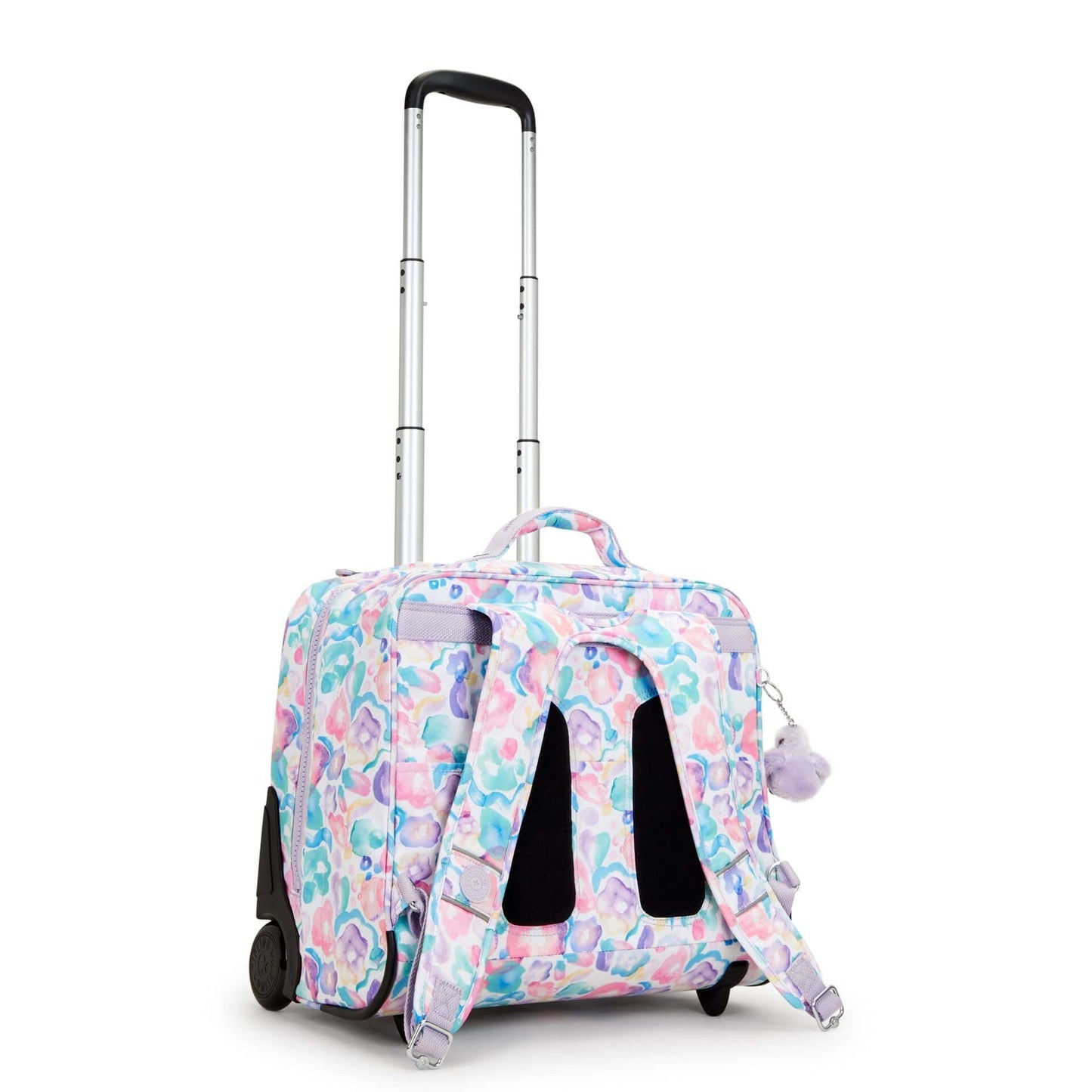 Kipling-Giorno-Large Wheeled Backpack With Laptop Compartment-Aqua Flowers-I5368-2Fw