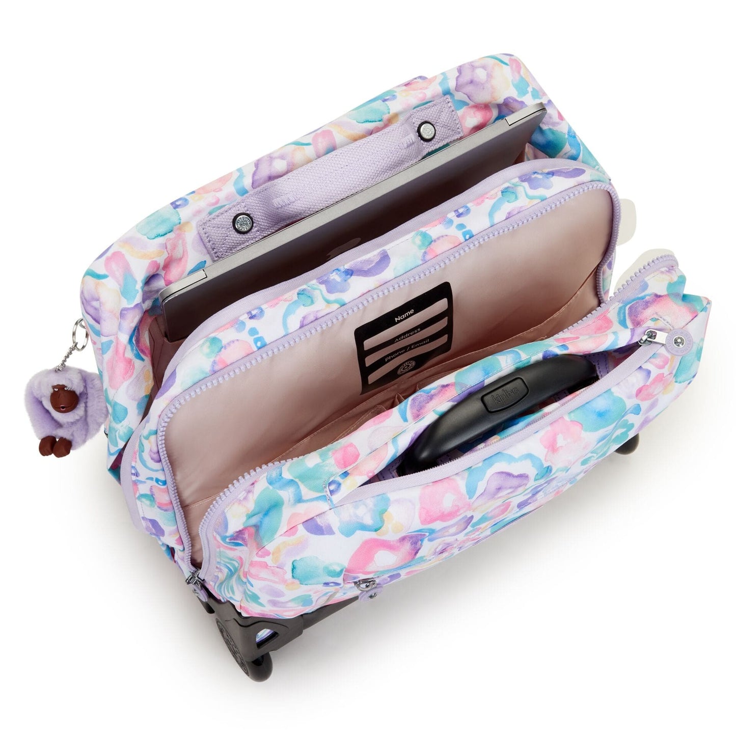 Kipling-Giorno-Large Wheeled Backpack With Laptop Compartment-Aqua Flowers-I5368-2Fw