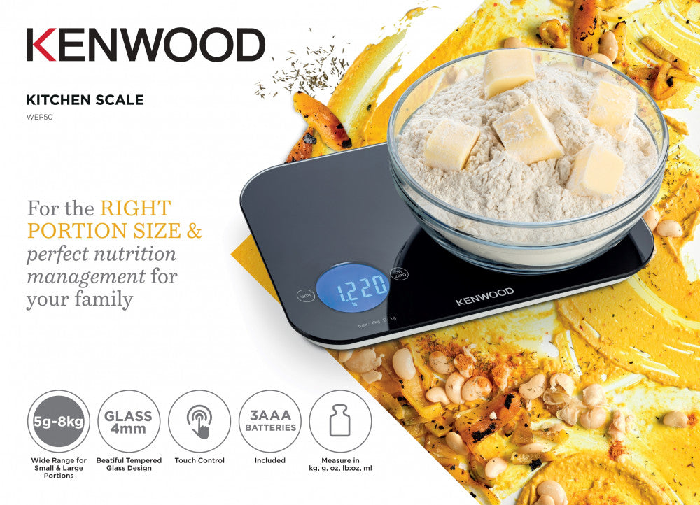 Kenwood Digital Kitchen Scale 5G-8Kg Black, Wep50.000Bk