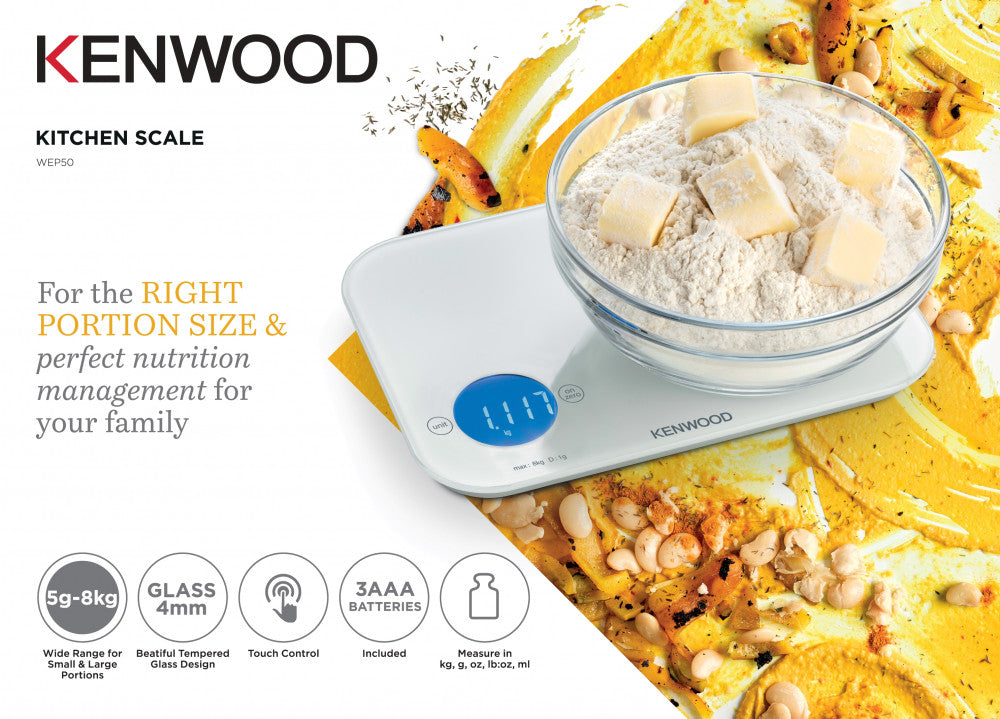 Kenwood Digital Kitchen Scale 5G-8Kg White, Wep50.000Wh