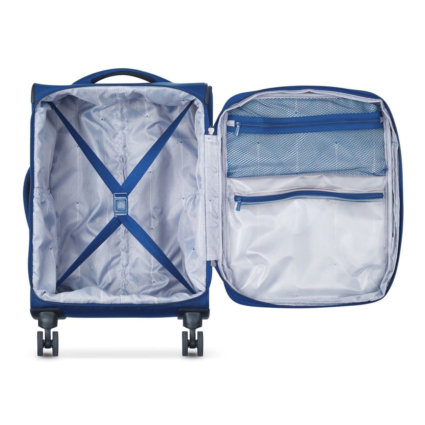 Delsey Paris Optimax Lite 55cm Softcase 4 Double Wheel Expandable Cabin Luggage Trolley Blue - 00328580102T9